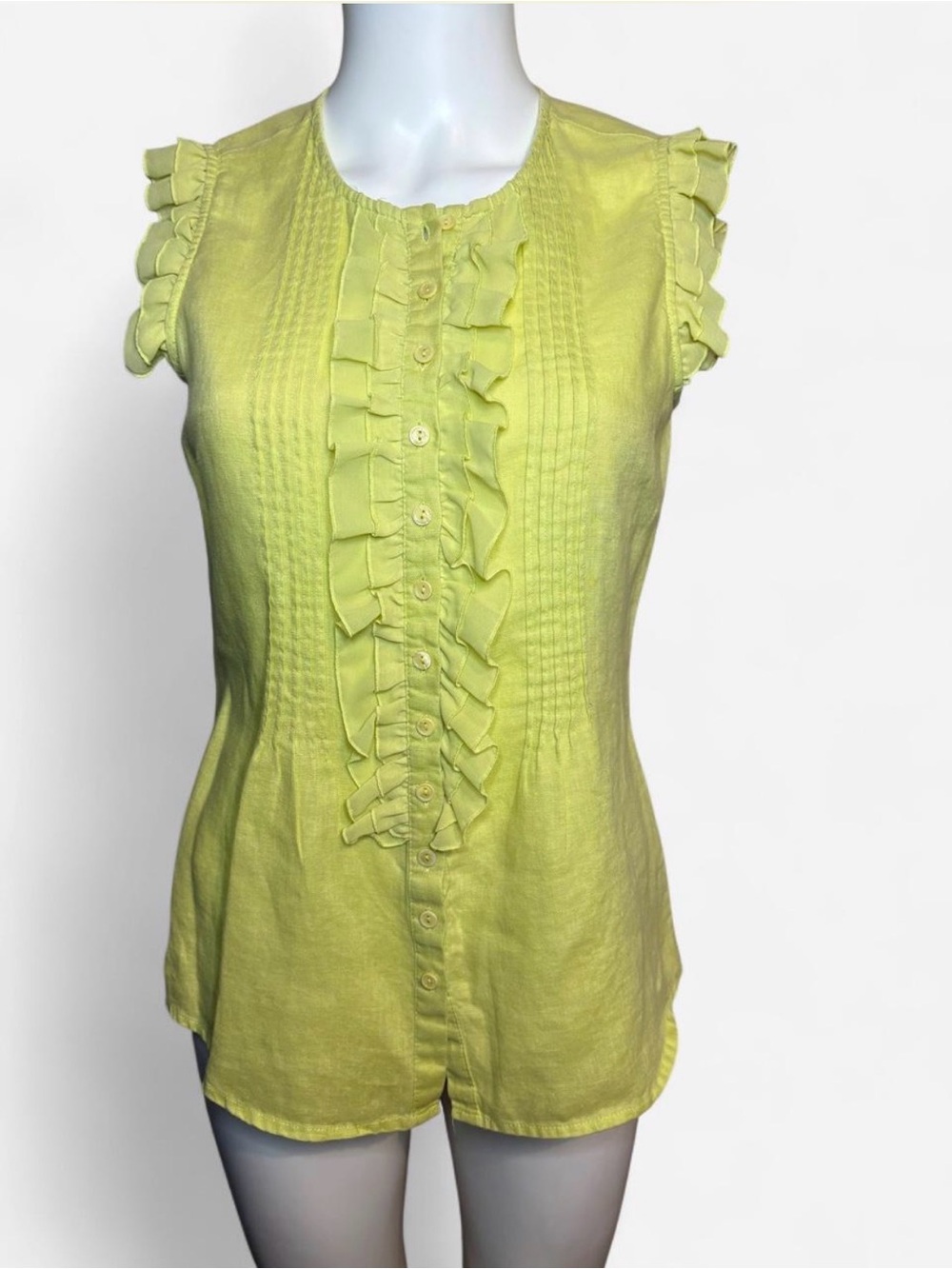 Tweeds Ruffle Front Sleeveless Blouse
